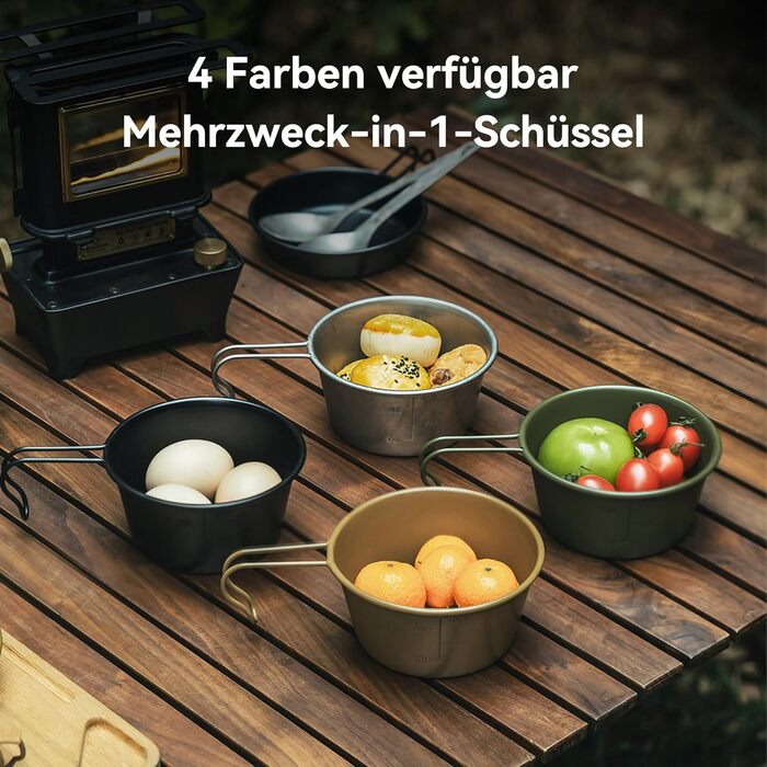 Миска Thous Winds Outdoor Sierra з нержавіючої сталі, 2 чашки Sierra 450 мл, чашка Sierra з підвісною ручкою, портативна, штабельована, легка миска для використання на свіжому повітрі, кемпінгу, походів - хакі