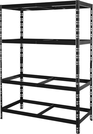 Міцний стелаж 178,5 x 130 x 60 см, чорне порошкове покриття ширина 130 см 4 полиці, кожна з максимальним навантаженням 250 кг Полиця для зберігання, металева полиця, полиця для підвалу