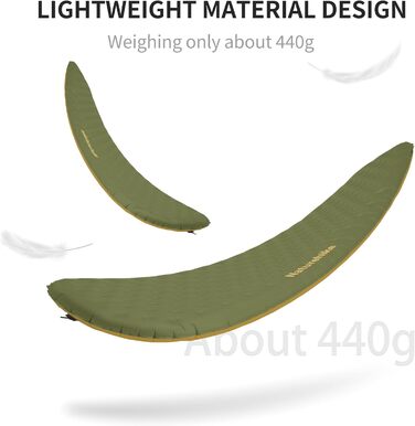 Килимок для сну Naturehike з високим R-значенням 3.5, ультралегкий, 4 сезони (6), самонадувний, з надувним мішком, міцний, високий R-значення, висока ізоляція, для зими, військово-зелений - Мумія - L