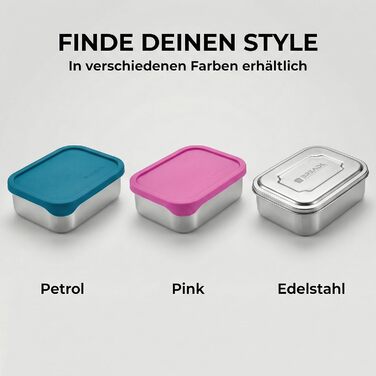 Металева ланч-бокс з роздільниками, 3 відділення, силіконова кришка, герметична, можна мити в посудомийній машині, 1000 мл, для дітей та дорослих, колір блакитний (Petrol)