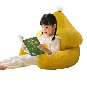 Дитяча подушка для читання на ліжко та диван, жовта вельветова спинна подушка з підлокітниками та кишенями, переносна подушка для ліжка, подушка для підтримки спини зі знімним чохлом, який можна прати, 53x38x58 см, жовтий.
