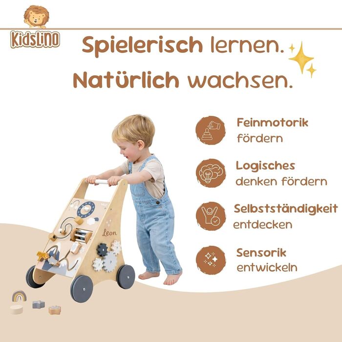 Персоналізовані дерев&39яні ходунки для малюків з іменем Безпечні ходунки для перших кроків Ходунки з гальмом та іграшкою для розвитку моторики Подарунок на перший день народження для дівчаток та хлопчиків, натуральний/білий (нейтральний).