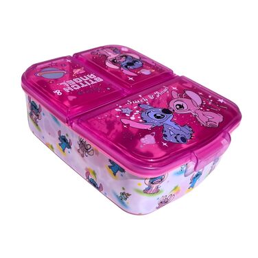 Ланчбокс дитячий Stitch та Angel з роздільниками, контейнер для обіду з 3 відділеннями, тримач для перекусів у школу, ідеальний для ланчу, легко миється та легкий (Kawaii) 17x14x5 см