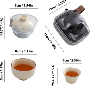 Компактний чайний набір Затишний чай керамічний чайник та чашки з рушником для подорожей, портативний набір для чаювання, ідеальний для пікніків, подорожей та кемпінгу, вишуканий подарунковий набір.