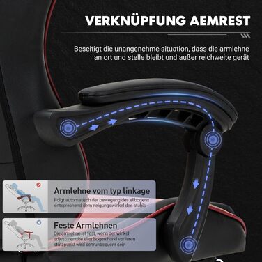 Ігрове крісло COLAMY, комп&39ютерне крісло з підставкою для ніг та поперековою опорою, регульоване по висоті ігрове крісло з поворотним на 360 сидінням та підголівником, крісло для відеогеймерів, ергономічна висока спинка, червоне сучасне