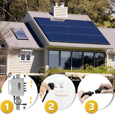 Двофазна балконна електростанція SUNNIVA 2000 Вт, повністю чорна, з інвертором Ecoflow 800 Вт, фотоелектричною сонячною системою, 4 сонячними панелями зі скла по 500 Вт, включаючи кабель 5 м, Bluetooth WIFI, повний комплект