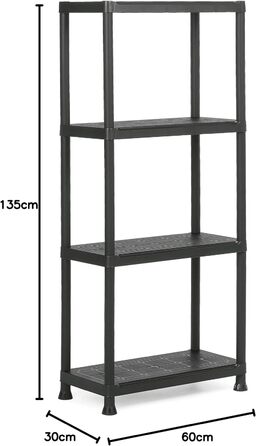 Пластикова полиця Keter Plus 60/4, чорна, 60 x 30 x 135 см, прямокутна