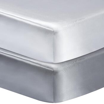 Постільна білизна, простирадло на резинці для дитячих ліжечок з делікатним ворсом, сатинова, для хлопчиків та дівчаток, унісекс, 132 x 71 x 20 см, 2 шт., простирадла для ліжечка, сатинові - білі та сірі