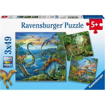 Дитячий пазл Ravensburger - 09317 Fascination Dinosaurs - Динозавр для дітей від 5 років, 3x49 елементів, іграшка динозавр для 1 г