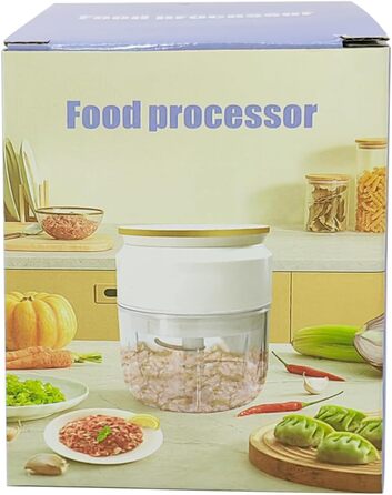 Подрібнювач цибулі, електричний подрібнювач, електричний подрібнювач цибулі, подрібнювач овочів, блендер, мульти та універсальний подрібнювач 300 мл робочий контейнер із зарядним кабелем (білий)