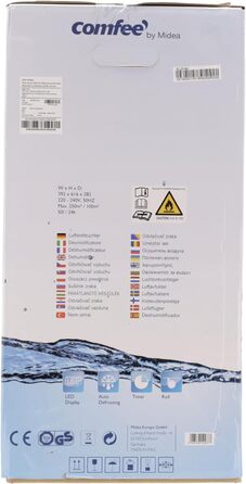 Осушувач повітря Comfee 50 л/24 год на кімнату приблизно 100 м (16 м), із світлодіодним дисплеєм, захистом від вологи