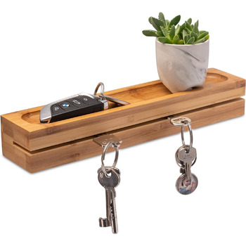 Бамбукова дошка для ключів, ключниця 29,5x6x4,5 см дерев'яна ключниця ключниця ключниця