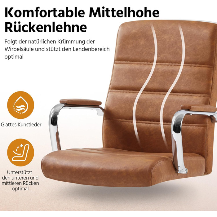 Офісне крісло Yaheetech, до 130 кг, штучна шкіра / метал, іржаво-коричневий