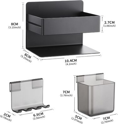 Тримач для зубної щітки OETAMS Тримач для електричної зубної щітки з 2 аксесуарами для ванної кімнати, тримач для зубної щітки з нержавіючої сталі Настінний самоклеючий тримач для зубної щітки Чорний тримач для насадок для щіток без свердління