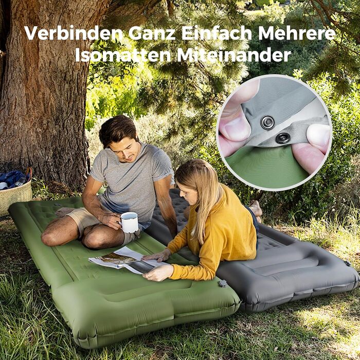 Самонадувальний килимок для сну, надувний матрац 12 см з ножним насосом, надлегкий для кемпінгу на свіжому повітрі, невеликий розмір у упаковці, сірий килимок/матрац для сну