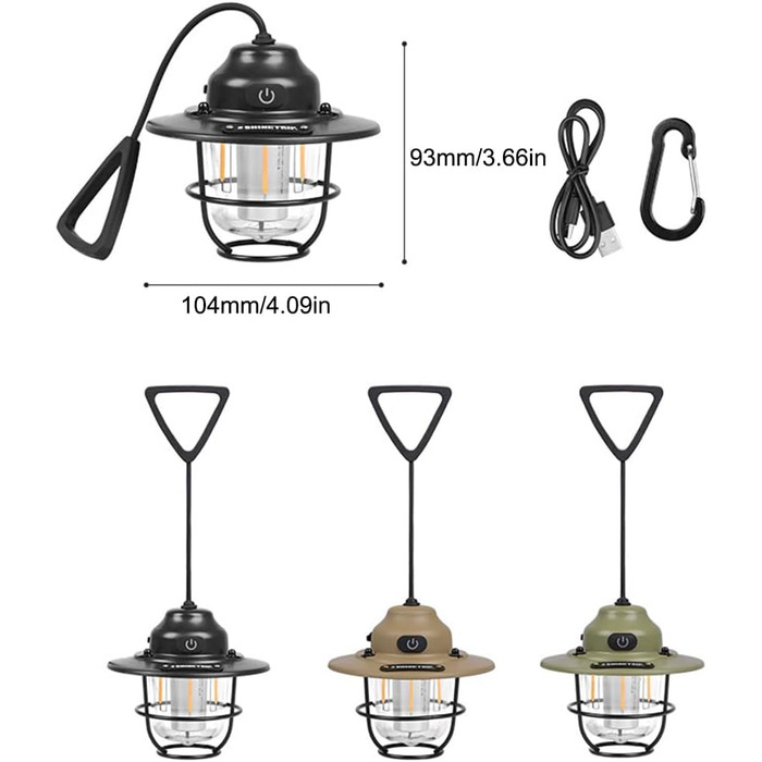 Міні-світлодіодний кемпінговий ліхтар Starnearby, з регульованою яскравістю, акумуляторна батарея 1200 мАг, ретро-кемпінговий ліхтар, водонепроникний зовнішній світлодіодний ліхтар для намету IPX4, портативний ліхтар для кемпінгу, намету, аварійного режим