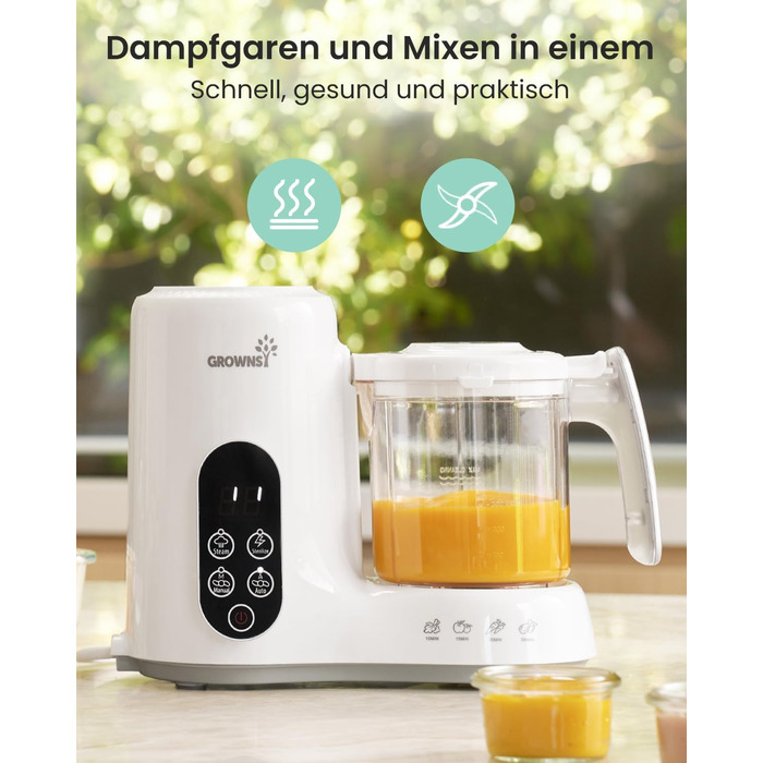 Дитяча харчова машина GROWNSY – пароварка, блендер і стерилізатор 3-в-1