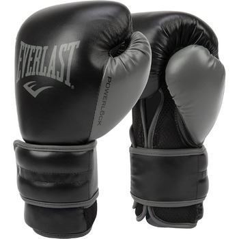 Боксерські рукавички Everlast Powerlock 2R, для боксерського мішка, лап та спарингу, з функцією підтримки зап&39ястя Turnback, 4-шарова піна оригінальне спорядження Everlast Black 14OZ