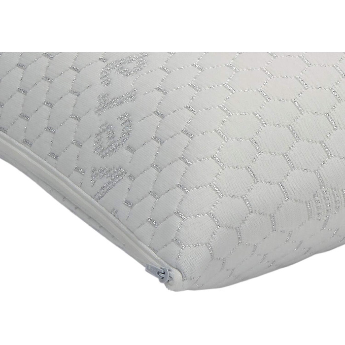 Віскоеластична подушка з обробкою з алое вера, середньої жорсткості, зі срібними нитками та подвійним чохлом для відпочинку та комфорту. 70x35 см (упаковка з 2 шт.)