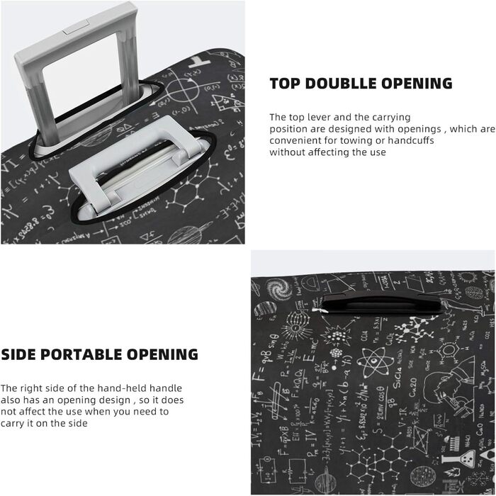 Чохол для валізи BAFAFA з науковим крейдяним принтом, еластичний захист від подряпин та пилу, чорний, розмір 80