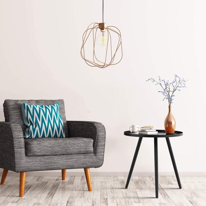 Металевий журнальний столик, 46 x 50 см, сучасний круглий диван-столик для вітальні, чорний, практична тумбочка для спальні