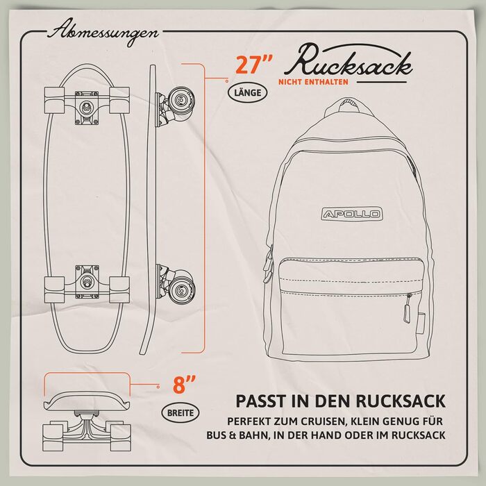 Міні-лонгборд Apollo Agile Kick Tail 30" 70 см вінтажний міді-круїзер зелений дерев'яна дека ABEC-9 високошвидкісні повний компліт для дорослих карвінгу трюків класичний стиль скейтборду оригінал Німеччина 2025