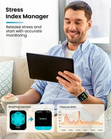 Розумний годинник для чоловіків та жінок з монітором/ЕКГ/ВСР/фітнес-годинник 1,83 дюйма з 24-годинним вимірюванням серцевого ритму/артеріального тиску/SpO2/сну/екстреного виклику SOS, понад 145 спортивних режимів, фітнес-годинник, крокомір, iOS, Android, 