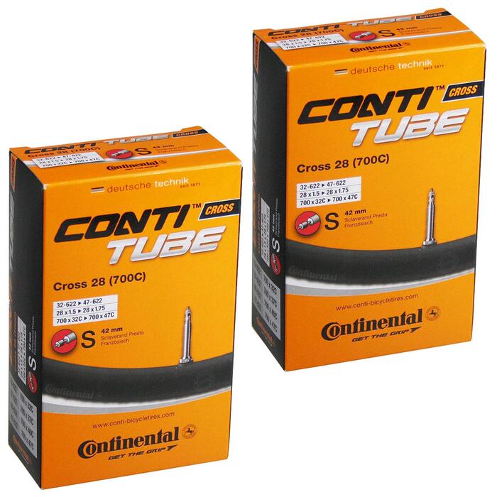 Камера велосипедна Continental Cross 28 (700x32-42c), Presta (французький ніпель), 42 мм, чорна