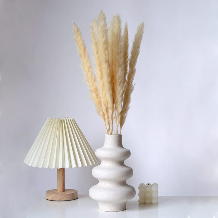 Ваза для пампасної трави біла, Сучасна керамічна декоративна ваза для сухоцвітів, Пончик Спіральна ваза для квітів Кругла ваза з о