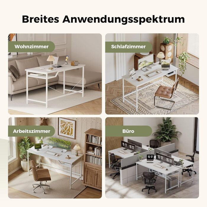 Комп&39ютерний стіл Mericonia 120 см, ігровий стіл для невеликих приміщень, сучасний стіл у мінімалістичному стилі для домашнього офісу, столи для студентів, білий 120x60 базовий білий