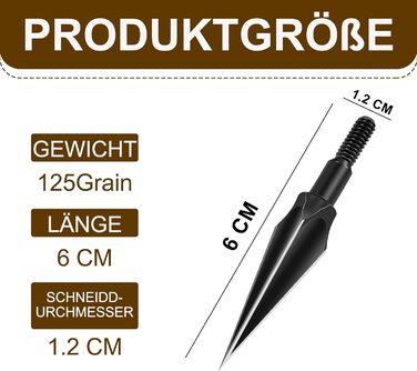 Мисливські наконечники KURUGEILI 3-лезові, вкручувані, 125 гран — 12 шт.