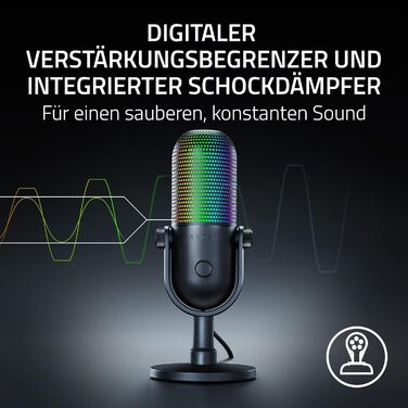 Мікрофон з функцією вимкнення звуку натисканням кнопки (реактивне підсвічування, суперкардіоїдний конденсаторний мікрофон, цифрови