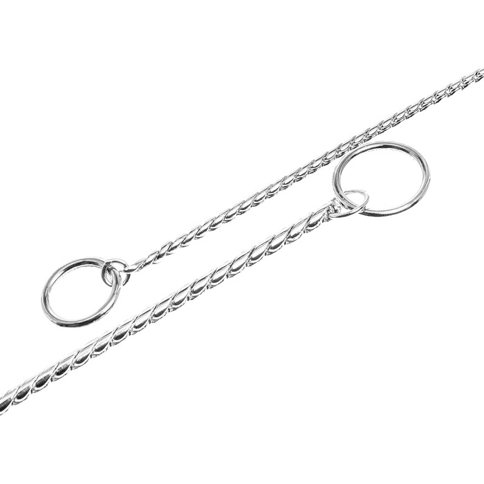 Нашийник для собаки з масивною ланцюгом Змія з карабіном з хромованої латуні розмір XL 0,5 см довжина 65 см, сірий XL - 0,5 смДовжина 65 см