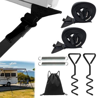 Штормові ремені для тентів для автофургонів, захист від шторму для тентів, штормові ремені для тентів, штормові ремені для тентів, бічний комплект кріплення каравану підходить для більшості автофургонів та караванів