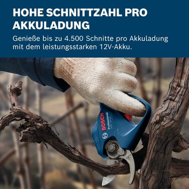 Ножиці для гілок Bosch Professional 12V System GGP 12V-25 (до 4500 зрізів на одному заряді акумулятора, безщітковий двигун, довжина зрізів 25 мм)