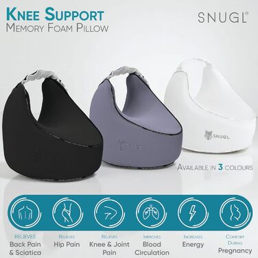 Подушка для коліна SNUGL з піни з ефектом пам&39яті ортопедична подушка від ішіасу та болю в колінах Ергономічна подушка для сну на боці з охолоджувальним чохлом та регульованим ремінцем (чорна)