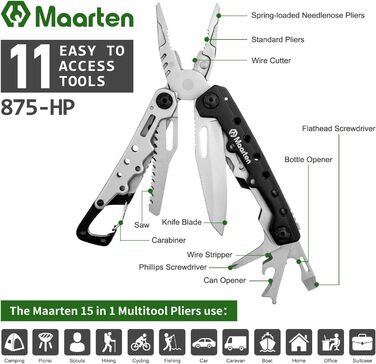 Складні багатофункціональні плоскогубці з нержавіючої сталі 11 в 1 - багатофункціональний інструмент з чохлом, відкривачкою для пл