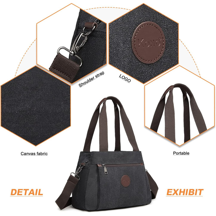 Полотняна сумка Жіноча сумка через плече чорна