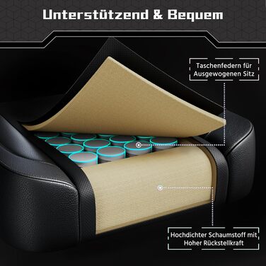 Ігрове крісло Yaheetech, ергономічне ігрове крісло з функцією масажу та висувною підставкою для ніг, регульована спинка, регульована висота, комп&39ютерне крісло, обертове крісло (чорне)