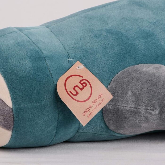 Плюшева подушка UNUS Sloth, 75 см, бірюзовий колір, м&39яка та пухнаста подушка для сну на боці, подушка для годування, подушка для вагітних, бірюзовий колір середнього розміру