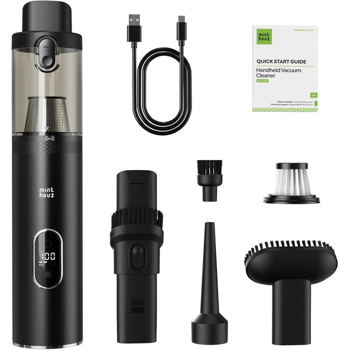 Акумулятор для ручного пилососа Minthouz, портативний акумуляторний ручний пилосос 16000PA, автомобільний пилосос із зарядкою 3.5H