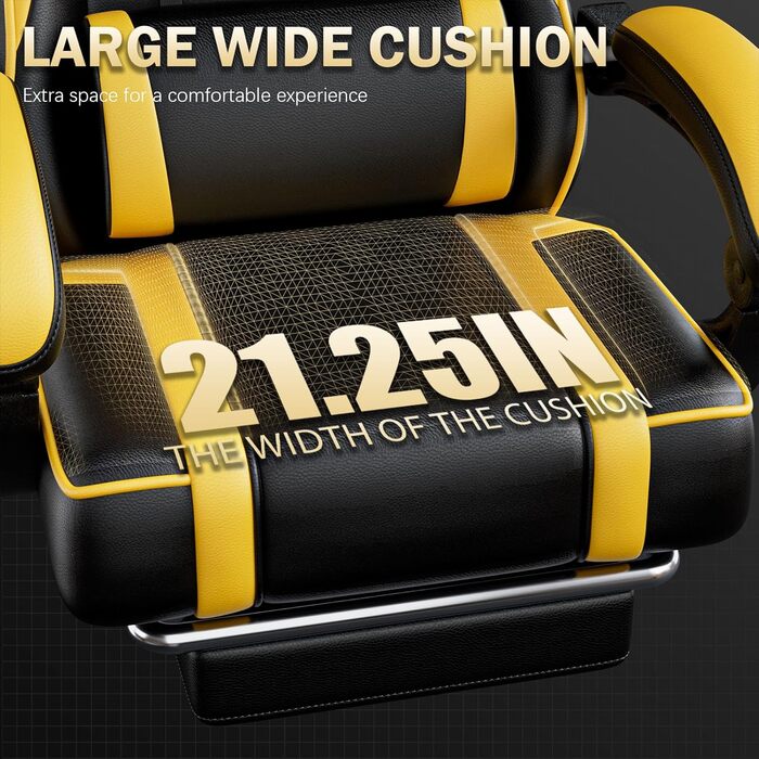 Ігрове крісло Cavabien, ергономічне комп&39ютерне крісло з регульованою поперековою подушкою, комп&39ютерне крісло зі штучної шкіри, ергономічне комп&39ютерне крісло для дорослих (жовте)