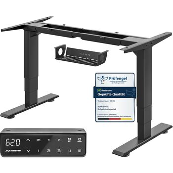 Електричний стіл MAIDeSITe з регулюванням висоти, 2 потужними двигунами, 3-рівневим регулюванням висоти каркаса столу та 4 налаштуваннями пам&39яті з нагадуванням про сидіння/вставання - T2 Pro Plus Black