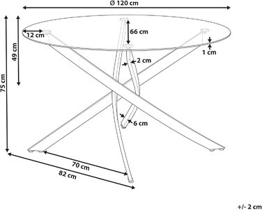 Обідній стіл Beliani, безпечне скло, прозорий, 120 см, круглий з металевим каркасом, золотий Maramo