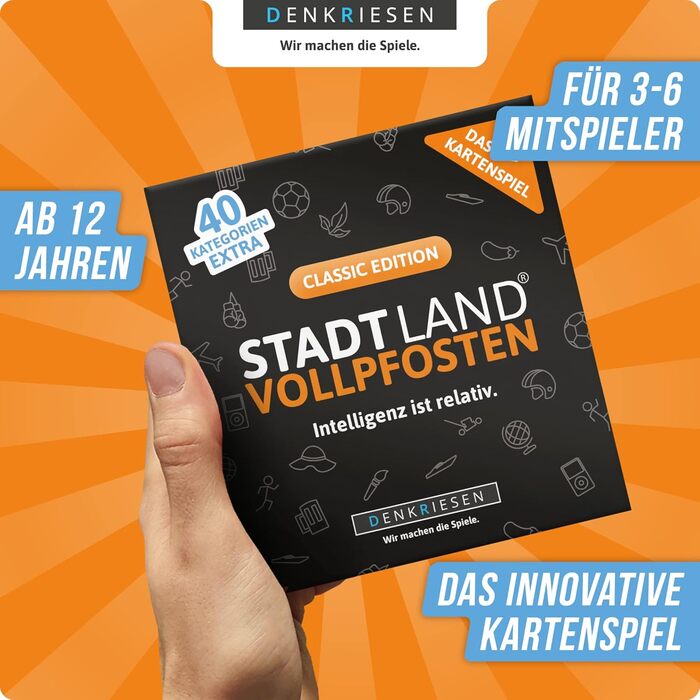 DENKRIESEN - Stadt Land VOLLPFOSTEN Das Kartenspiel - Classic Edition Intelligenz ist relativ - Sonderedition Familienspiel fr Spieleabend Geschenkidee Classic Sonderedition, DENKRIESEN - Stadt Land VOLLPFOSTEN Das Kartenspiel - Classic Edition Intelligen