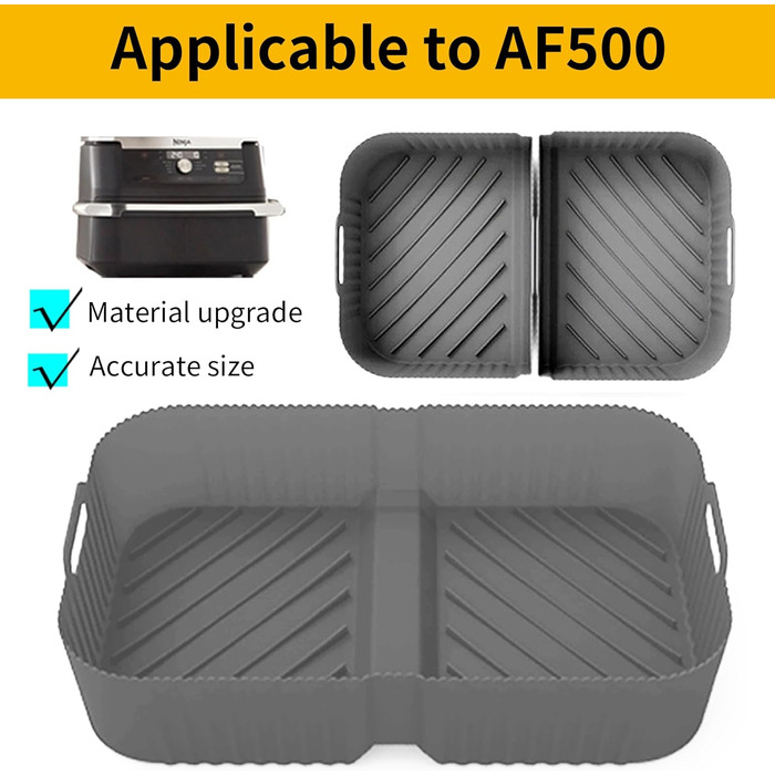 Силіконові вставки Аксесуари для фритюрниці 10.4L Ninja AF500EU AF500EUCP, силіконова форма для аксесуарів для фритюрниці (сірий-2 шт. и 5.2 л ука 10.4 л) чорний 2 шт. и 5,2 л ука 10,4 л