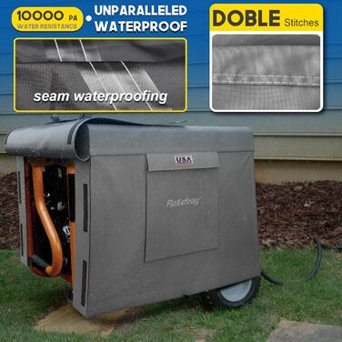 Чохол для генератора Rosefray 81,3 см Д x 61 см Ш x 61 см В, міцний, водонепроникний чохол для невеликого спорядження для використання на відкритому повітрі 600D, для Champion, Predator, Wen, Ryobi, Generac, Westinghouse, портативний, 32*24*24 дюйма, чорн