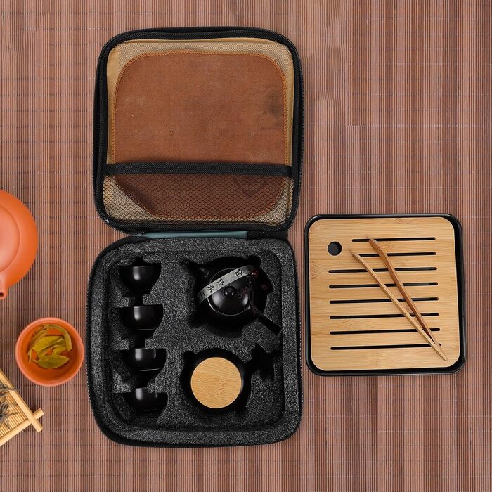 Чайний сервіс Кунг Фу з керамічного чайника Toyvian, 1 предмет, портативний, креативний, легко миється, для особистої колекції та сервірування столу, чорний