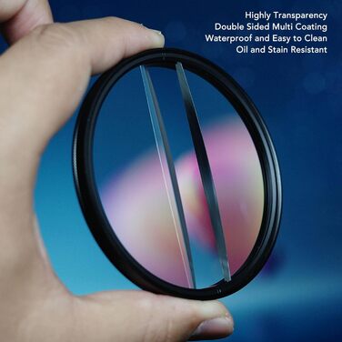 Фільтр телескопа Half Moon, фільтр спеціальних ефектів камери, подвійний Half Moon Glass розділений діоптрійний фільтр для дзеркальних фотокамер (82 мм)
