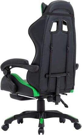 Ігрове крісло Hommdiy з підставкою для ніг, підголівником, поперековою подушкою, офісне крісло, обертове крісло, крісло керівника, письмове крісло, спортивне сидіння, гоночна шкіра, зелено-чорне, з підставкою для ніг